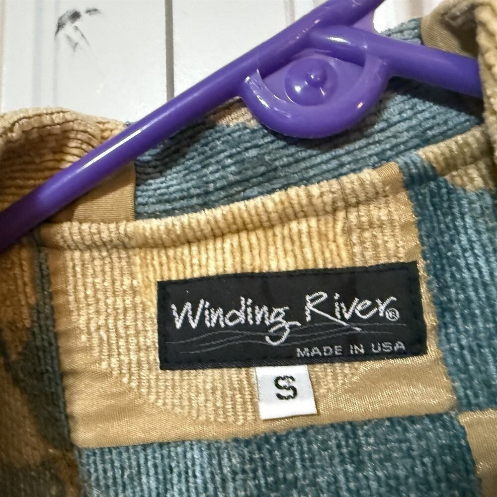 Winding River Blue Tan Geometric Blanket Tapestry Jacket Women's Small Chenille - Picture 3 of 8